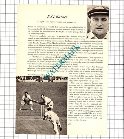 Ian Johnson Cricketer / S G Barnes Cricket - 1952 Book Print