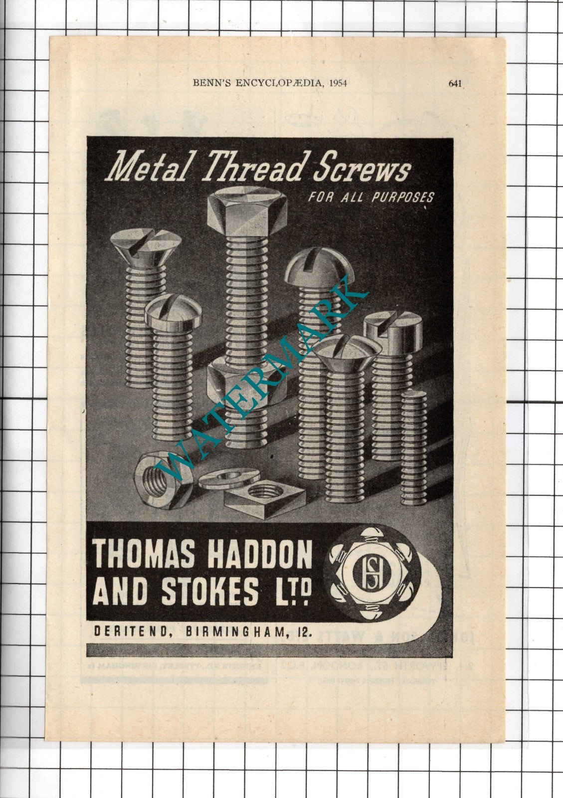 Thomas Haddon and Stokes Ltd Deritend Birmingham  -  1954 Advert
