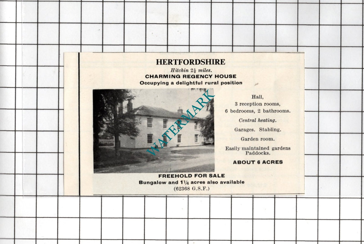 Hitchin Hertfordshire   -  1967 SMALL House Sale Advert