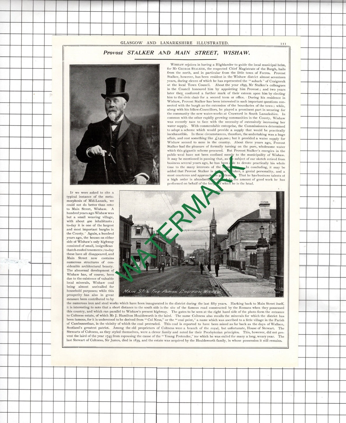 Mr George Stalker Wishaw / Mr John Logan Town Clerk Wishaw Scotland 1904 Article