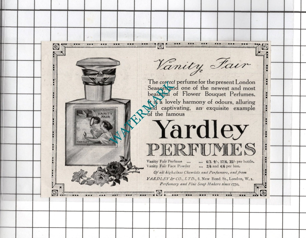 Yardley Perfumes Vanity Fair ADVERT  - 1918 Small Advert