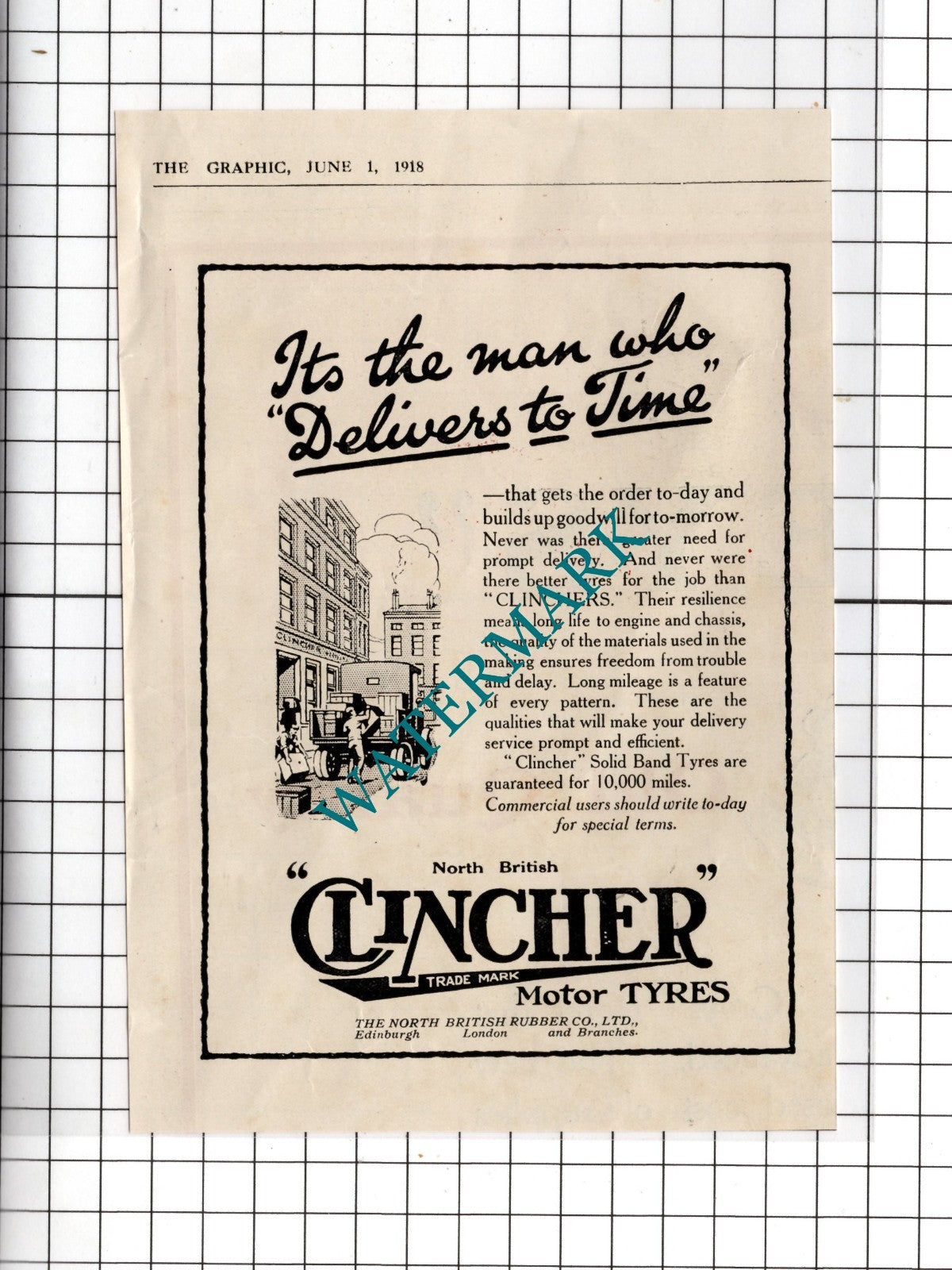 Clincher Motor Tyres The North British Rubber Co Ltd  WW1 - 1918 Small Advert