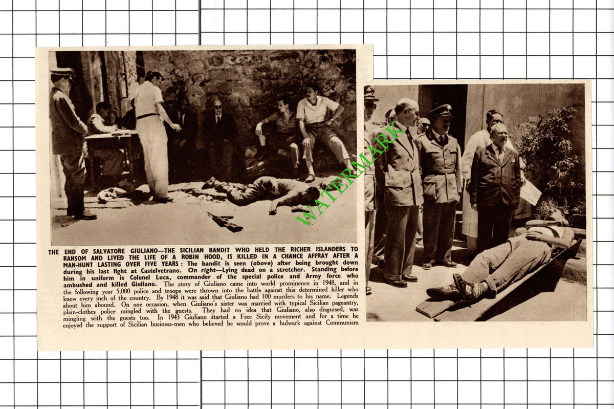 Salvatore Giuliano Sicilian Bandit Killed - 1950 Cutting
