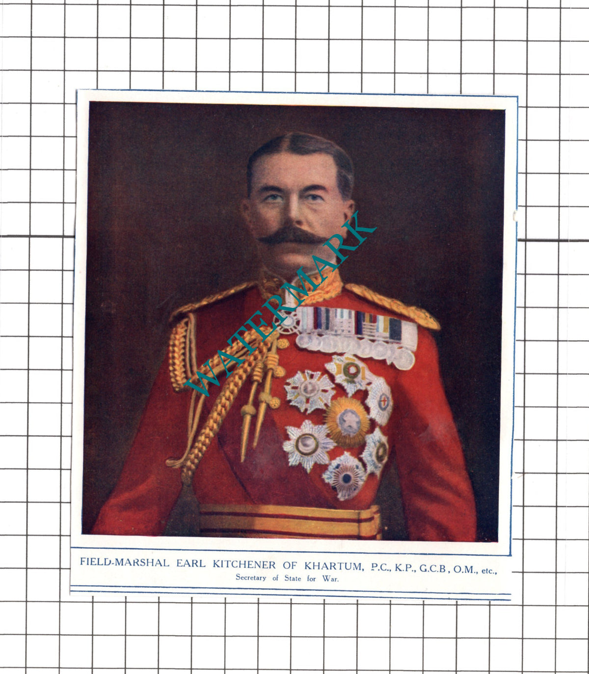Field Marshal Earl Kitchener Of Khartum Great War - 1915 SMALL Clipping / Print