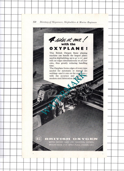 Todd Oil Burners London  / British Oxygen Gases Ltd ADVERT - c.1957
