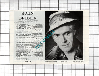 John Breslin Actor / Philip Bretherton Actor - 1986 Cutting