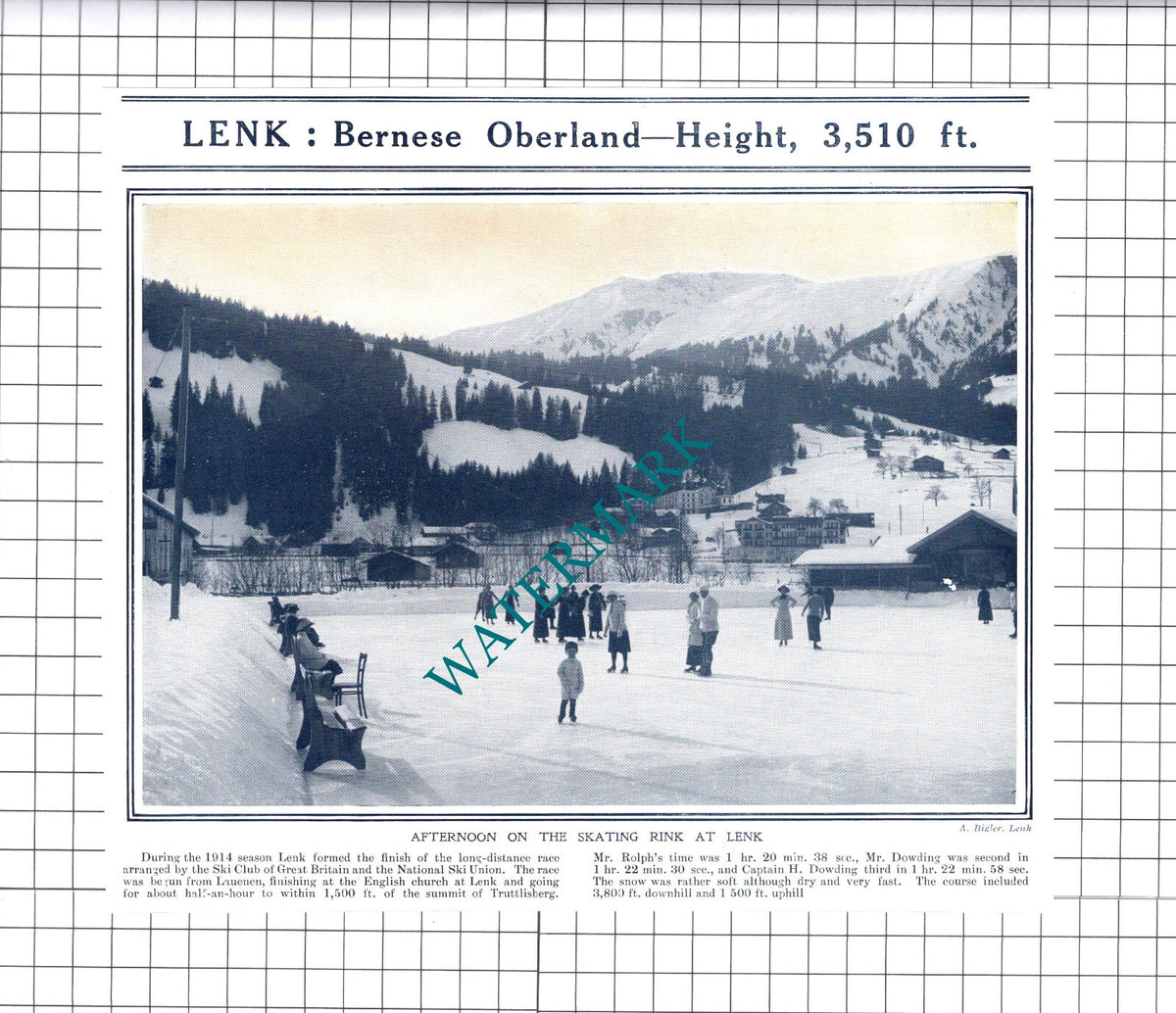 Lenk Switzerland Skating Rink    - 1914 Clipping / Print