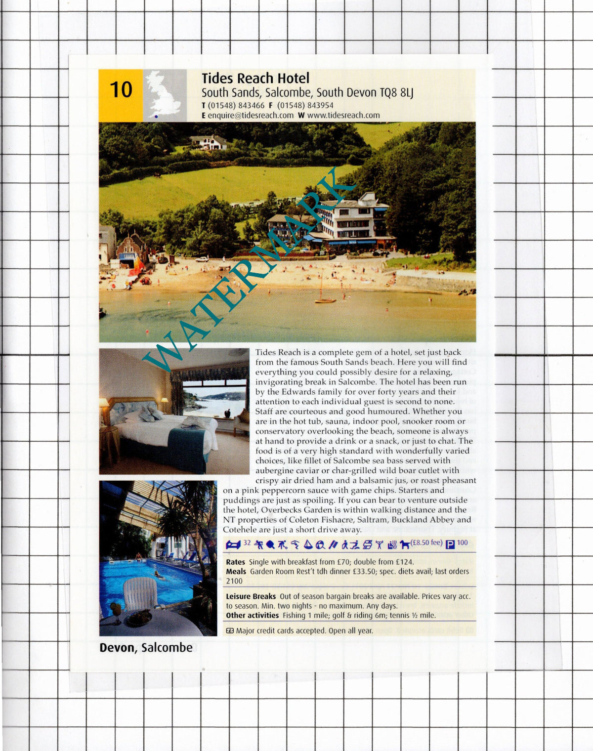 The Cottage Hotel Kingsbridge Devon / Tides Reach Hotel Salcombe -  2011 Advert