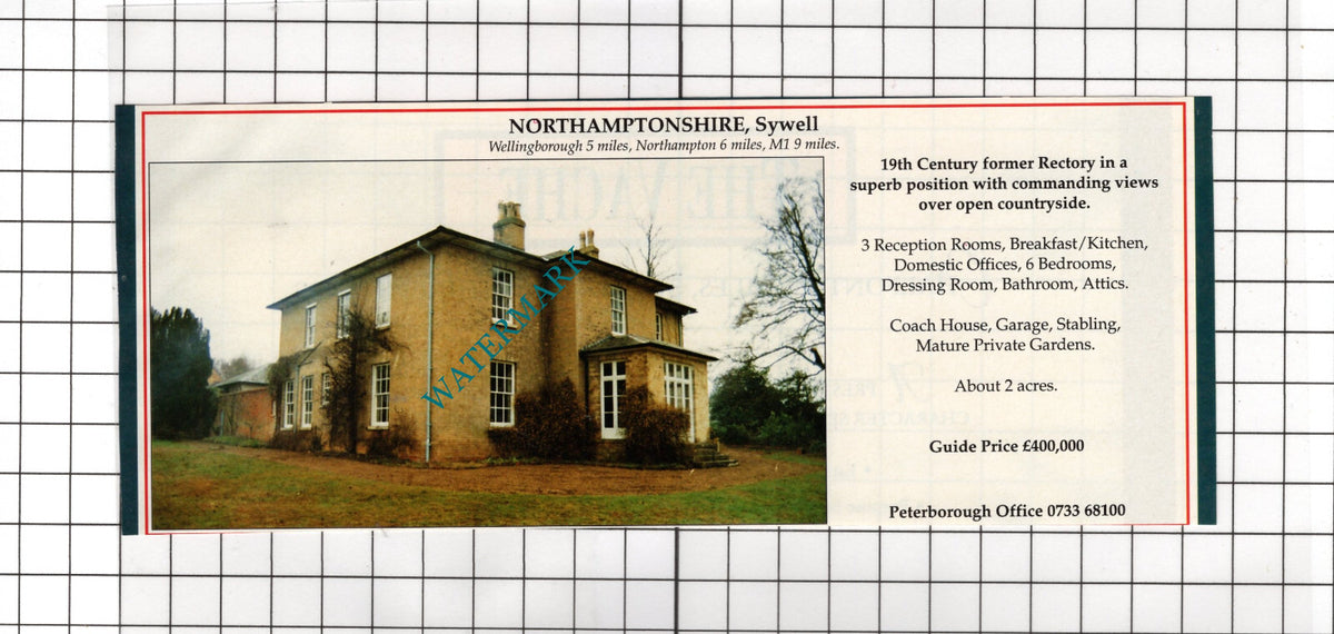 Sywell Northamptonshire Rectory House Sale Advert - 1991 Cutting