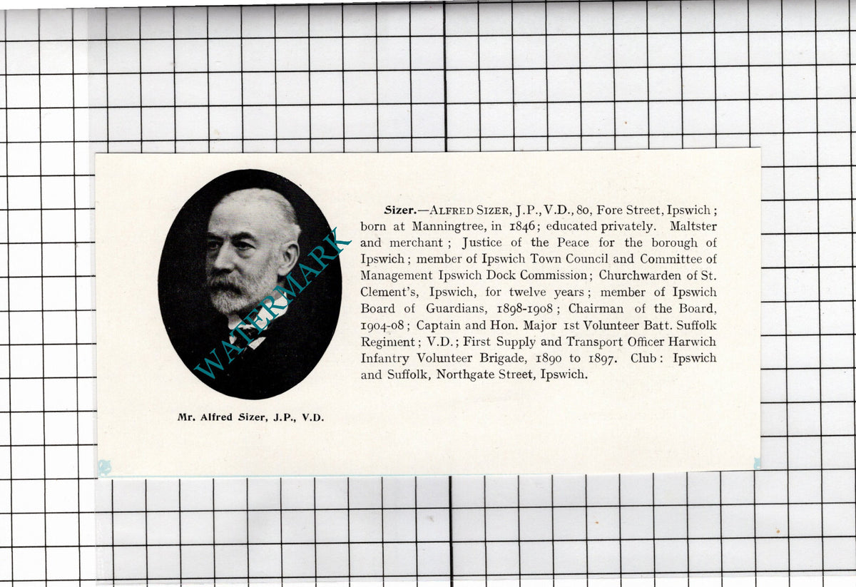 Alfred Sizer Ipswich Suffolk / Herbert Edward Smith Walton Suffolk 1911 Clipping