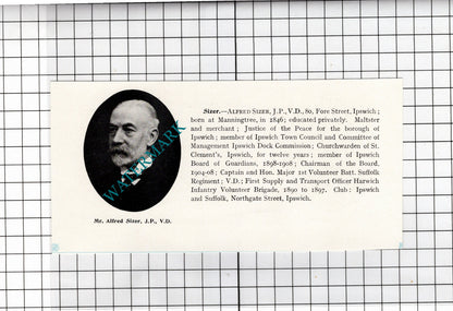 Alfred Sizer Ipswich Suffolk / Herbert Edward Smith Walton Suffolk 1911 Clipping