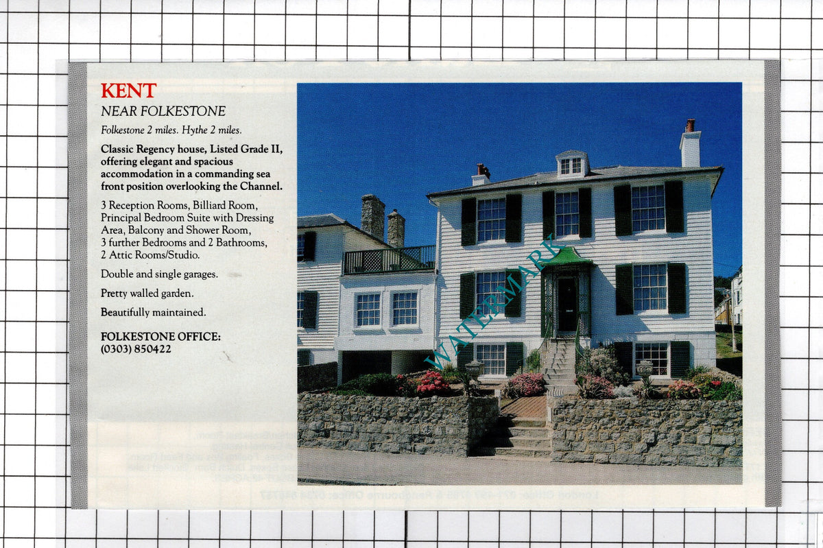 Folkestone Kent House Sale Advert - 1991 Cutting