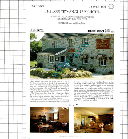 Countryman At Trink Hotel St Ives / Old Rectory St Keyne Cornwall - 2001 Advert
