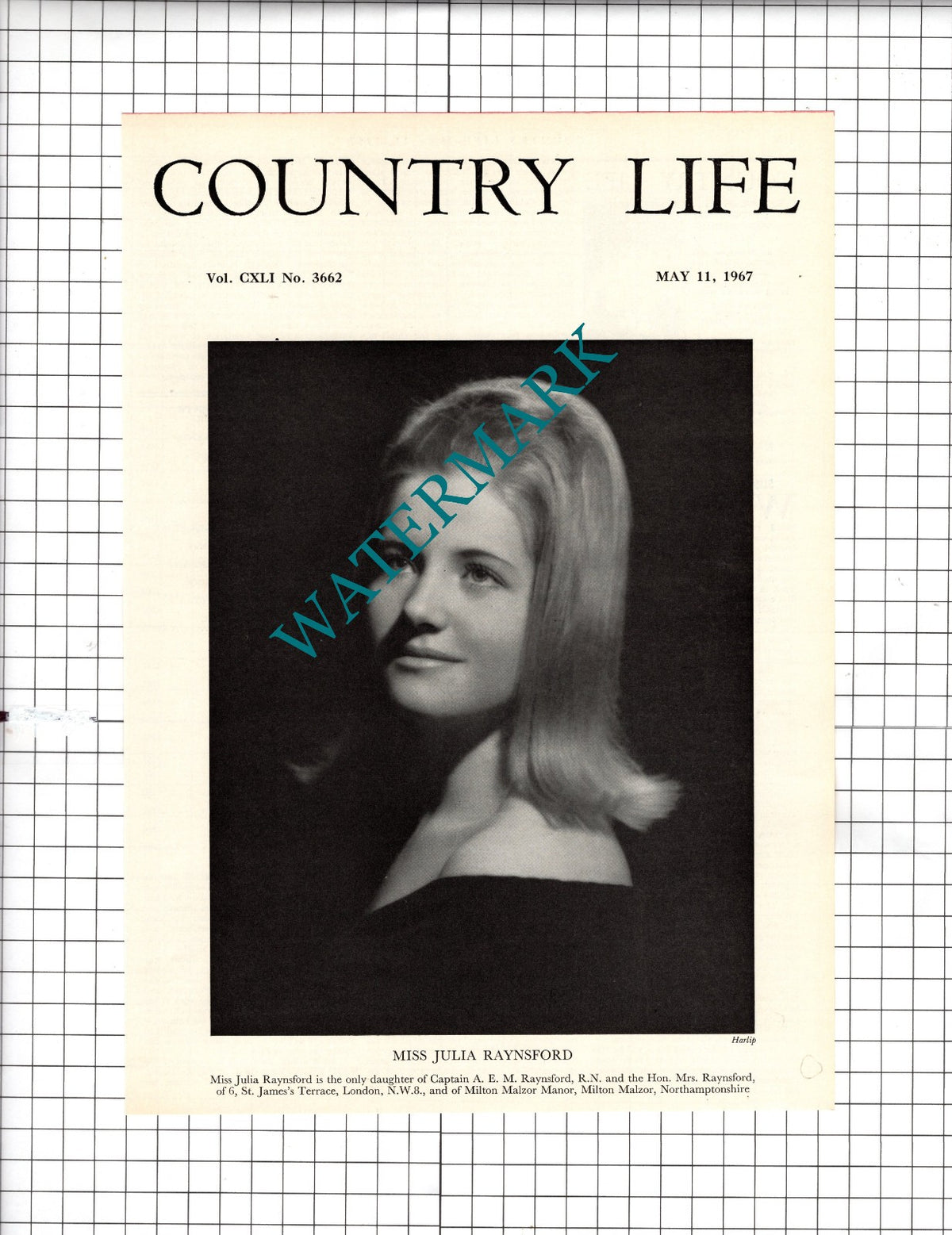 Miss Julia Raynsford Milton Malzor Manor Northamptonshire  - 1967