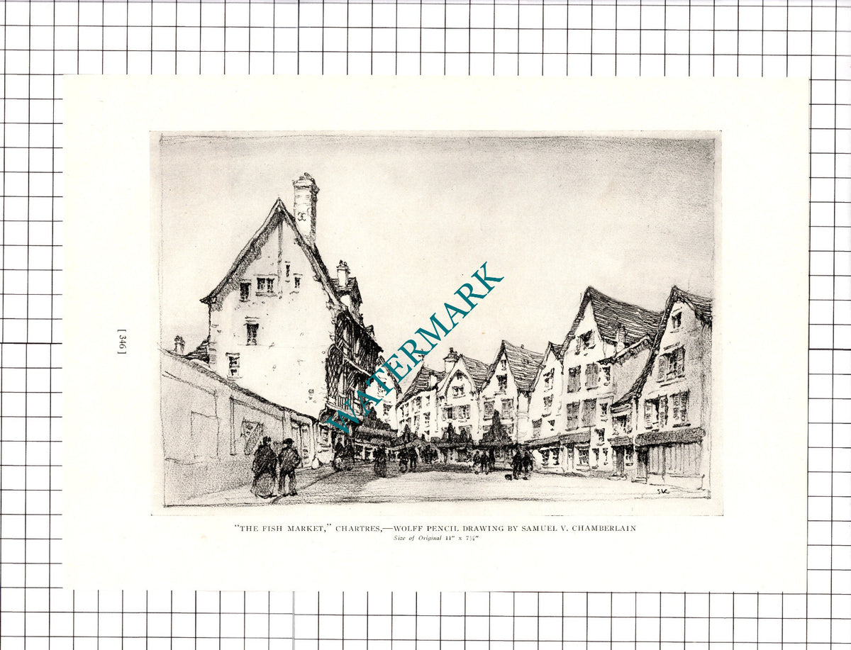 The Fish Market Chartres France / Wallabout Market Brooklyn - c.1926 Clipping