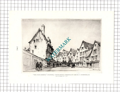 The Fish Market Chartres France / Wallabout Market Brooklyn - c.1926 Clipping