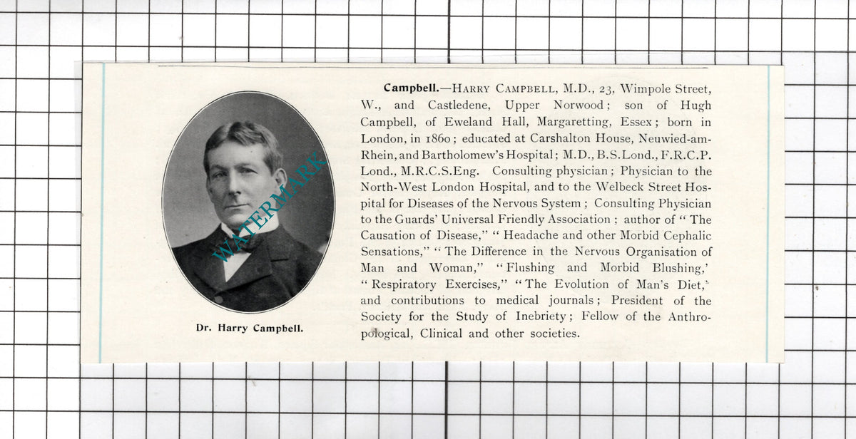 Dr Harry Campbell Castledene Upper Norwood Eweland Hall - c.1910 Cutting