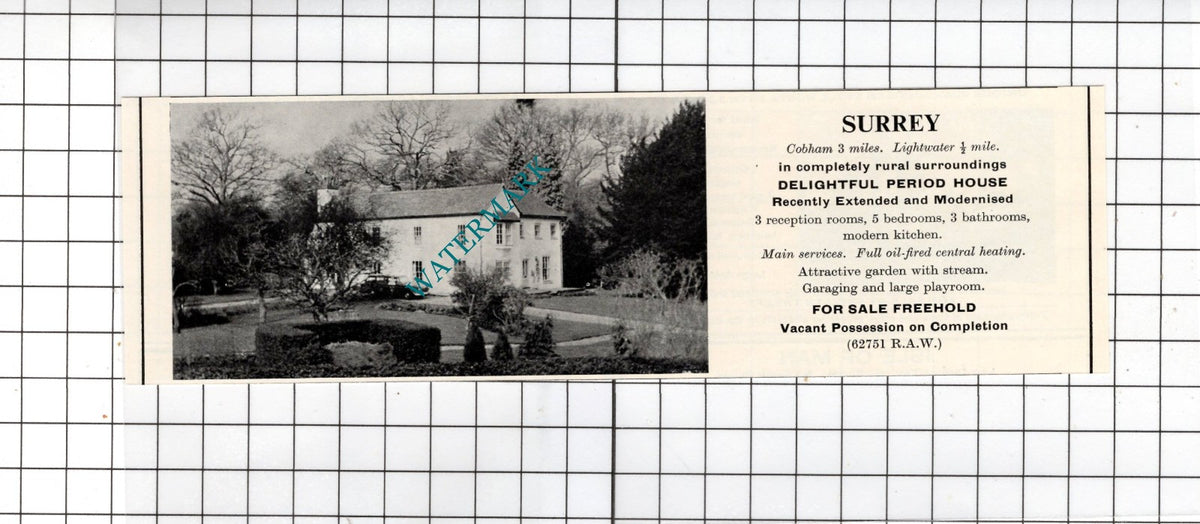 Lightwater Surrey Small House Sale Advert - 1967