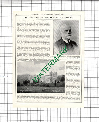 Sir Graeme Lockhart Cambusnethan  Lord Newlands Mauldslie Hozier  - 1904 Article