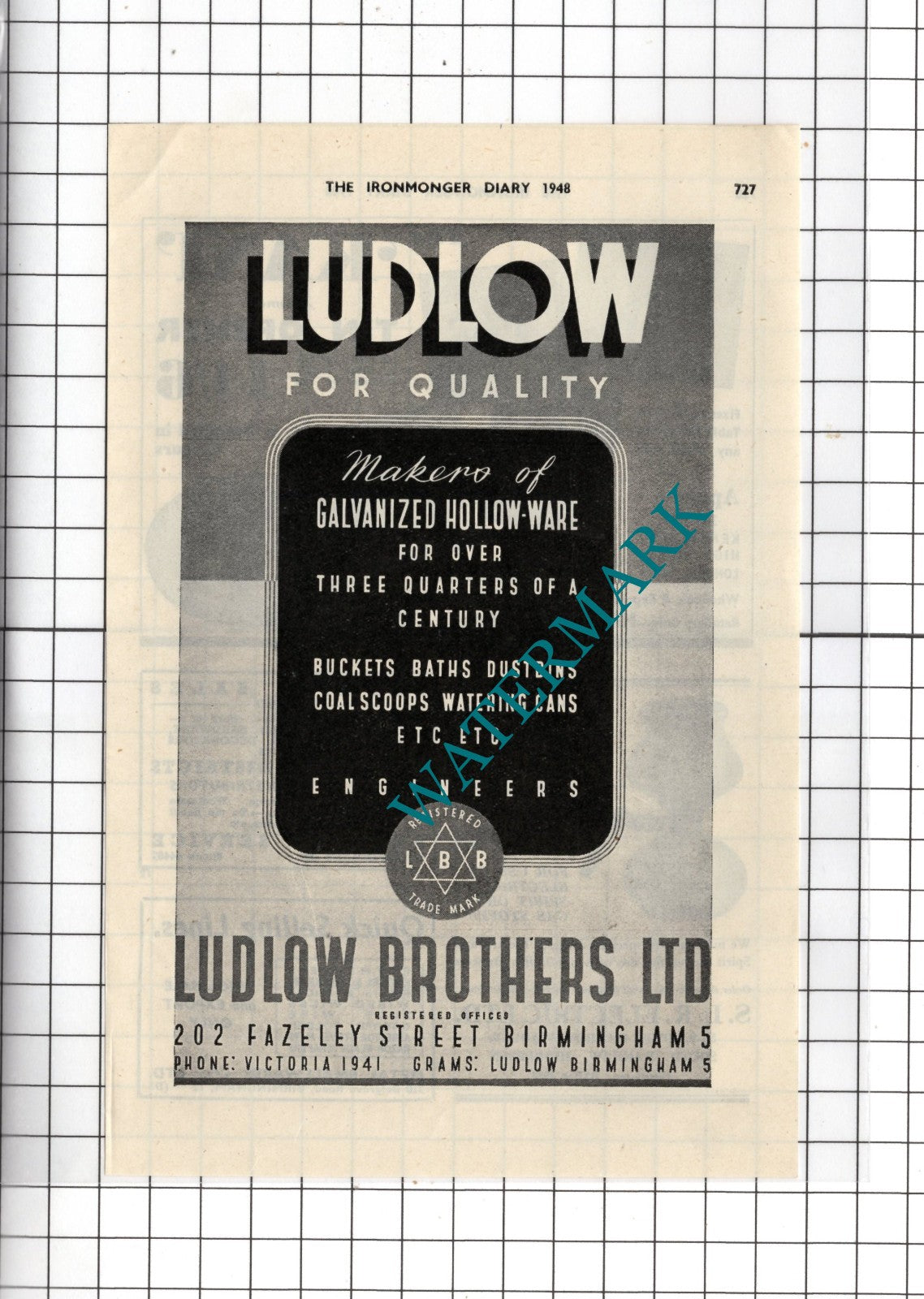 Ludlow Brothers Ltd Birmingham - 1948 Small Advert