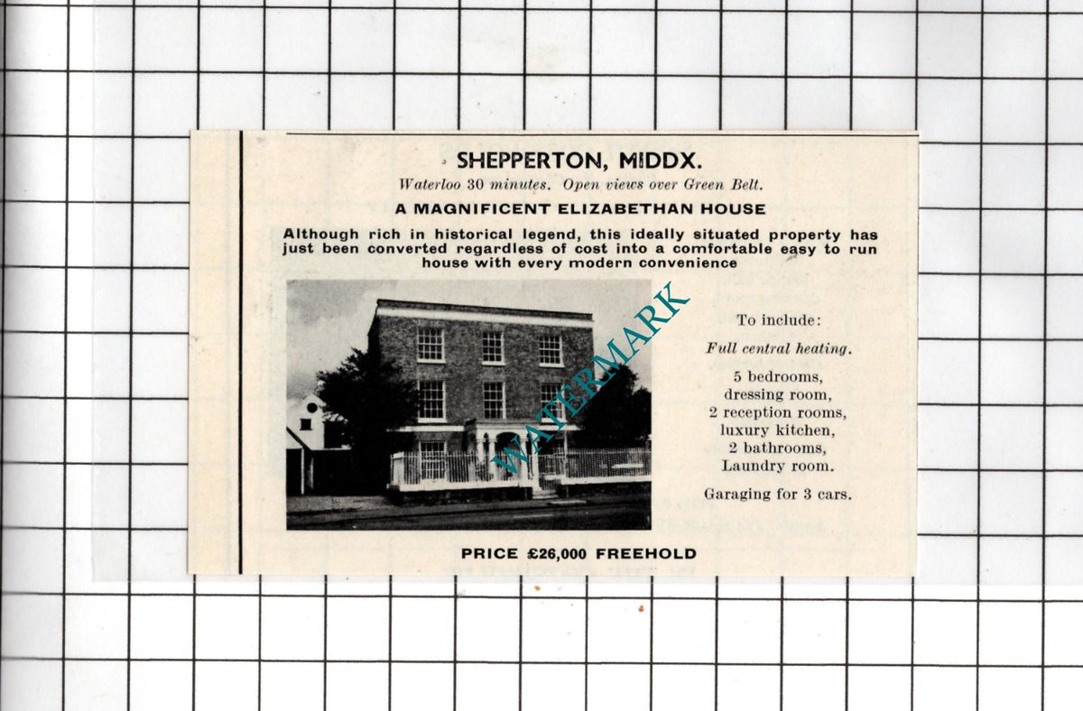 Shepperton Middlesex Small House Sale Advert - 1967