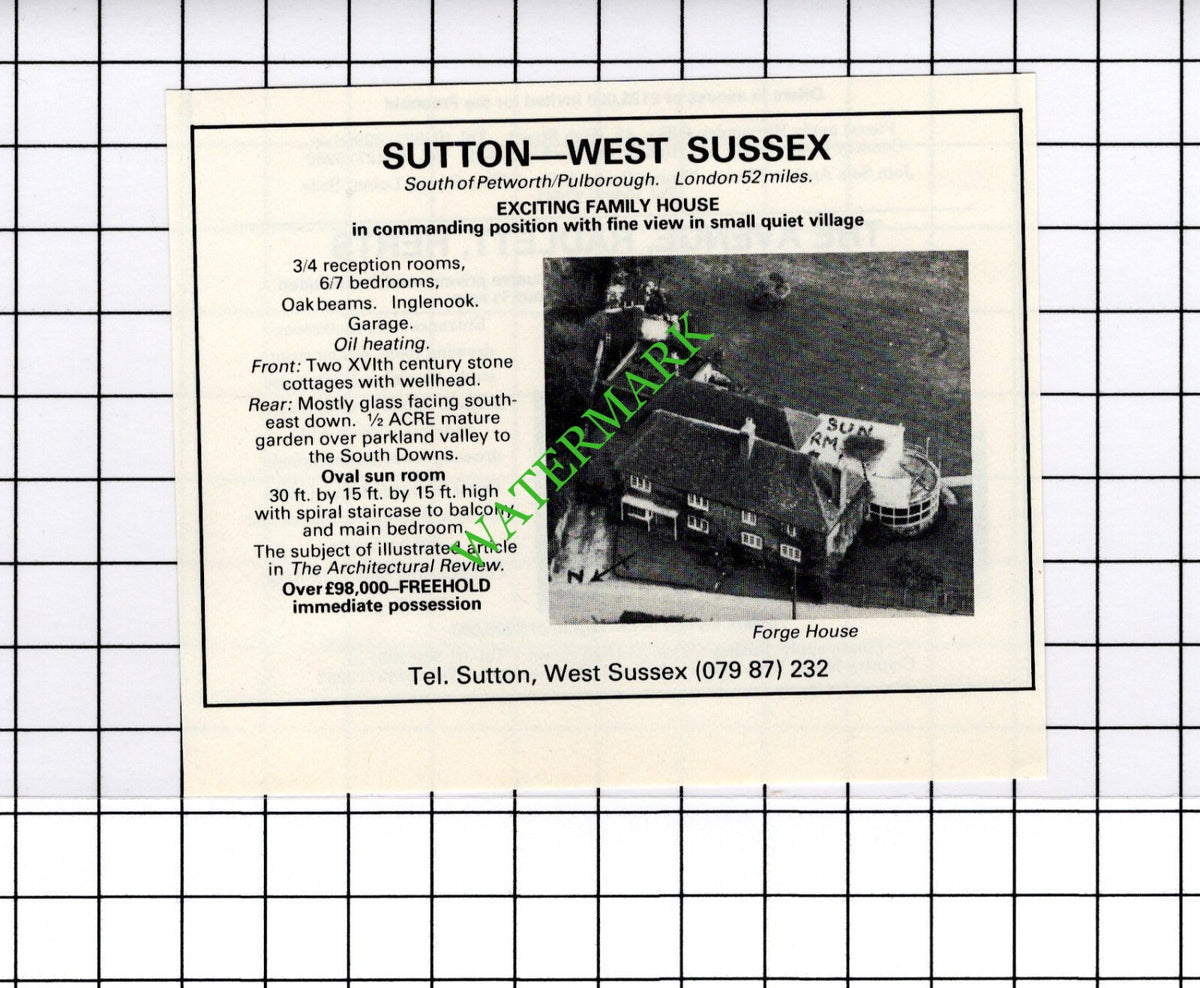Sutton West Sussex House Sale Advert - 1981 Small Cutting