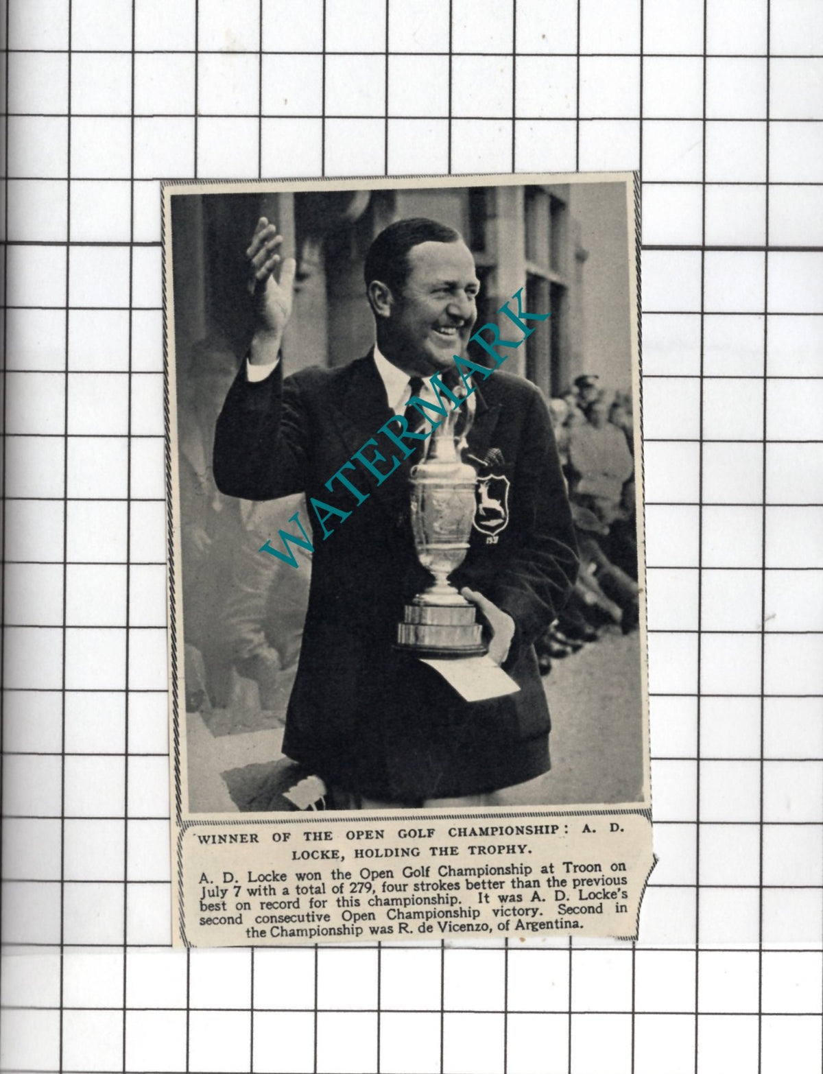 A D Locke Golf Champion  -   1950 Small  Clipping