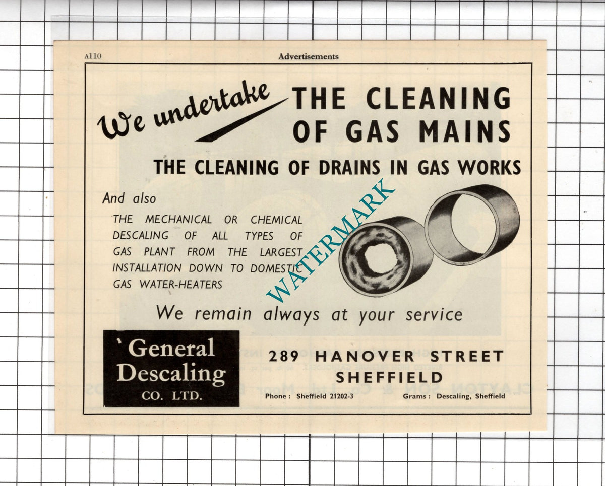 General Descaling Co Ltd Sheffield / Clayton Son & Co Hunslet Leeds -1951 Advert
