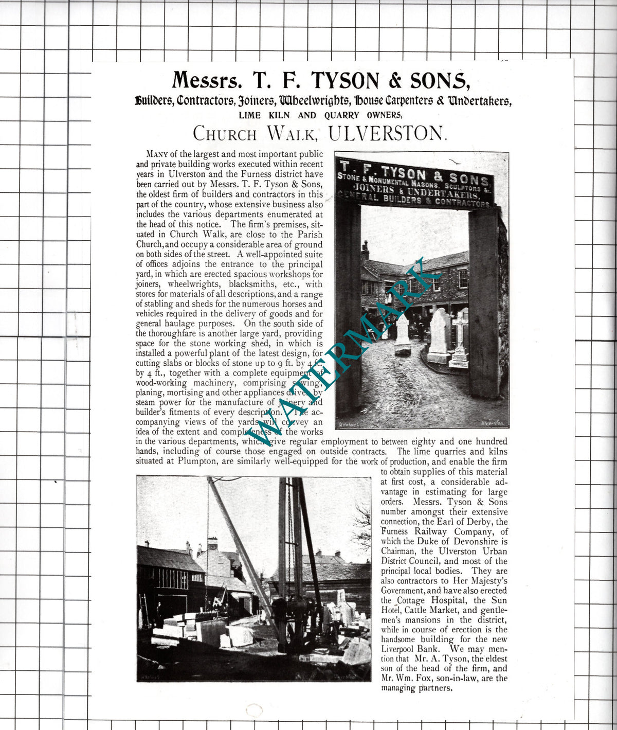 T F Tyson & Sons Ulverston Cumbria / Joseph Taylor Ulverston Brush  - Cutting