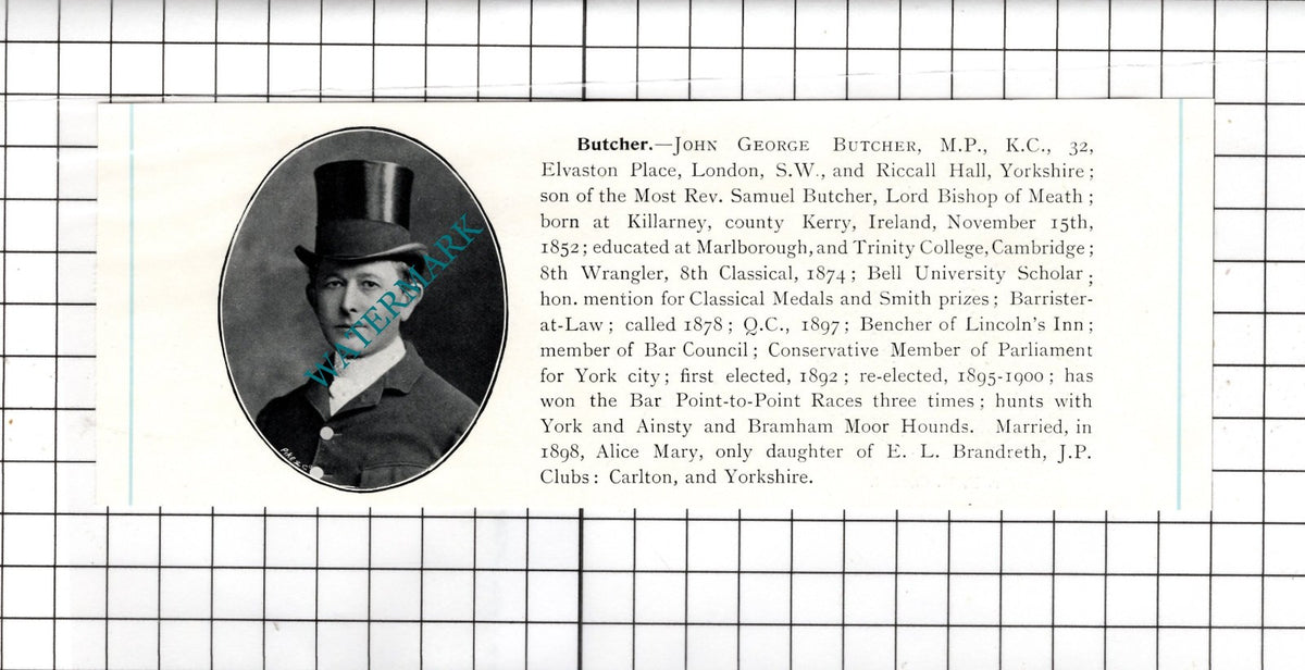 Emile Henri Cannot Paris / John George Butcher Riccall Hall -  c.1905 Clipping