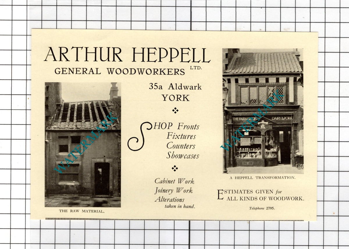 Arthur Heppell Ltd 35a Aldwark York Woodworkers  -  1928 Small Advert