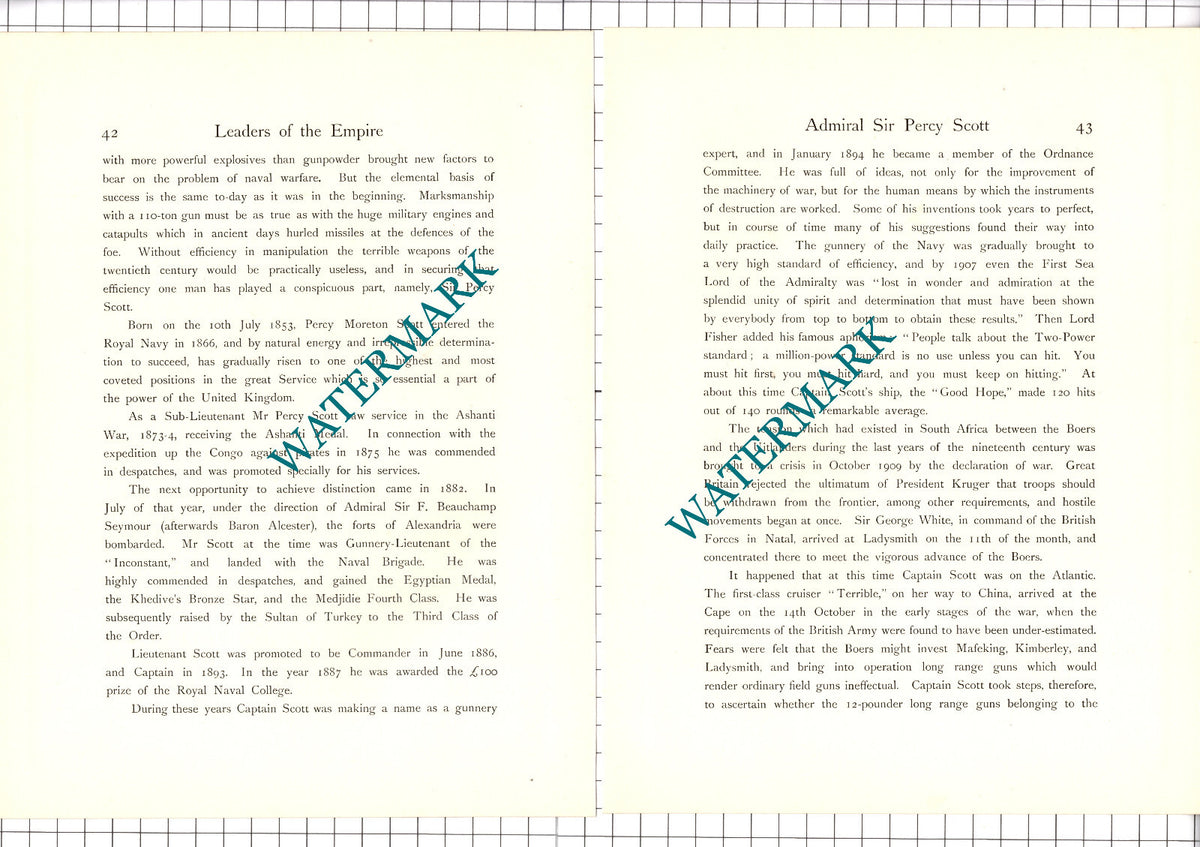 Admiral Sir Percy Scott  - 1920's Article / Print