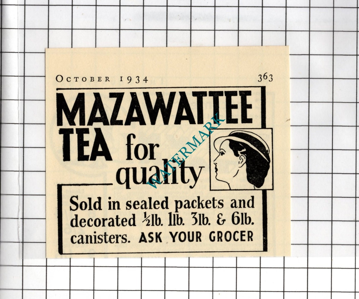 Mazawattee Tea - 1934 SMALL Advert