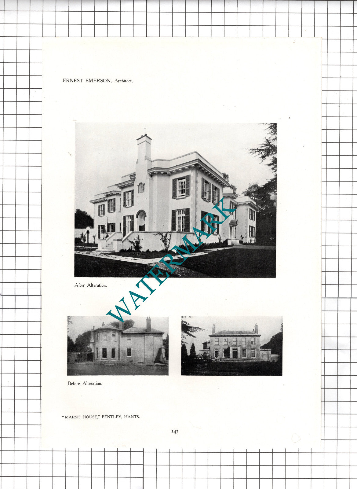 Marsh House Bentley Hampshire Ernest Emerson Architect - 1911 Cutting / Print