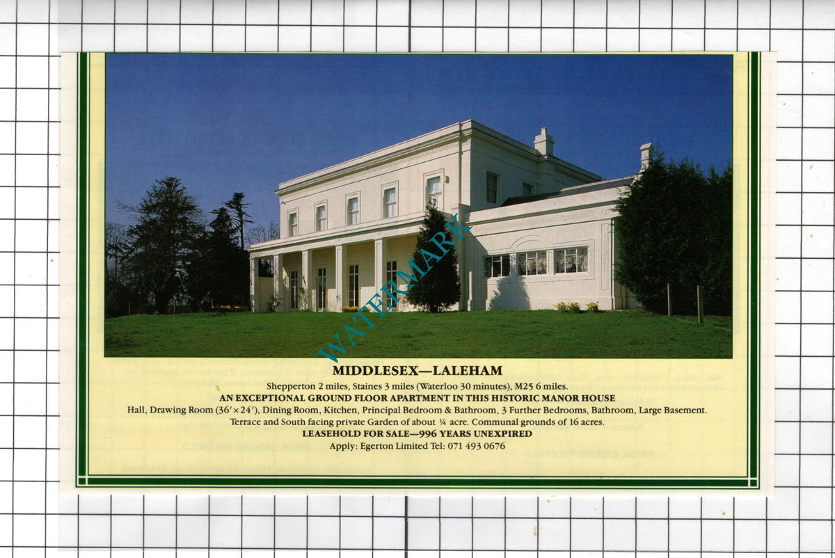 Laleham Middlesex Manor  -   House Sale Advert  1991