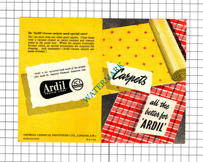 Ardil Carpet Folded Leaflet - c.1950s?