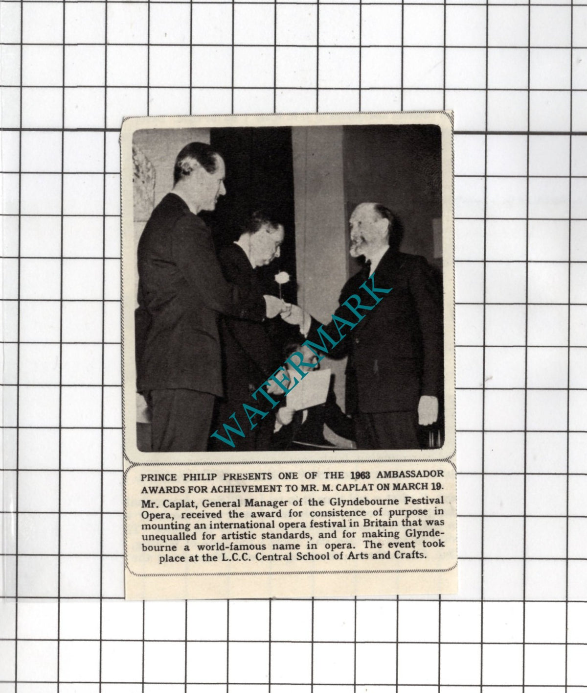 Mr Caplat Glyndebourne Festival Opera-   1964 Small Clipping