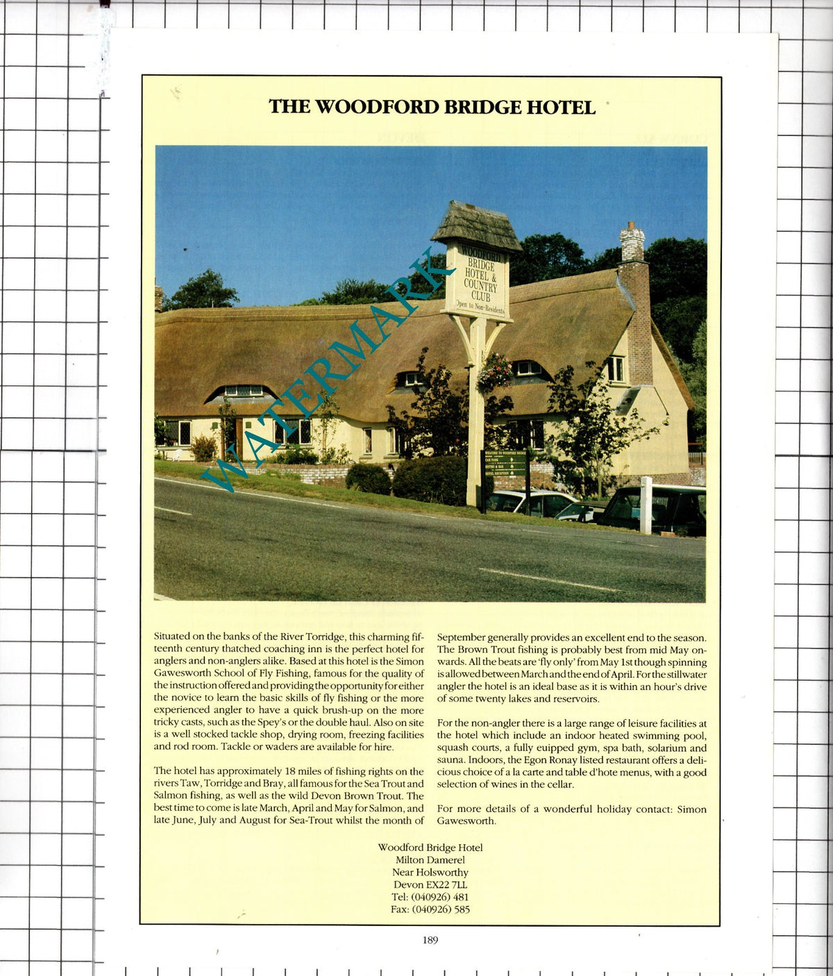 The Woodford Bridge Hotel Milton Damerel Devon Gawesworth  - 1991 Advert