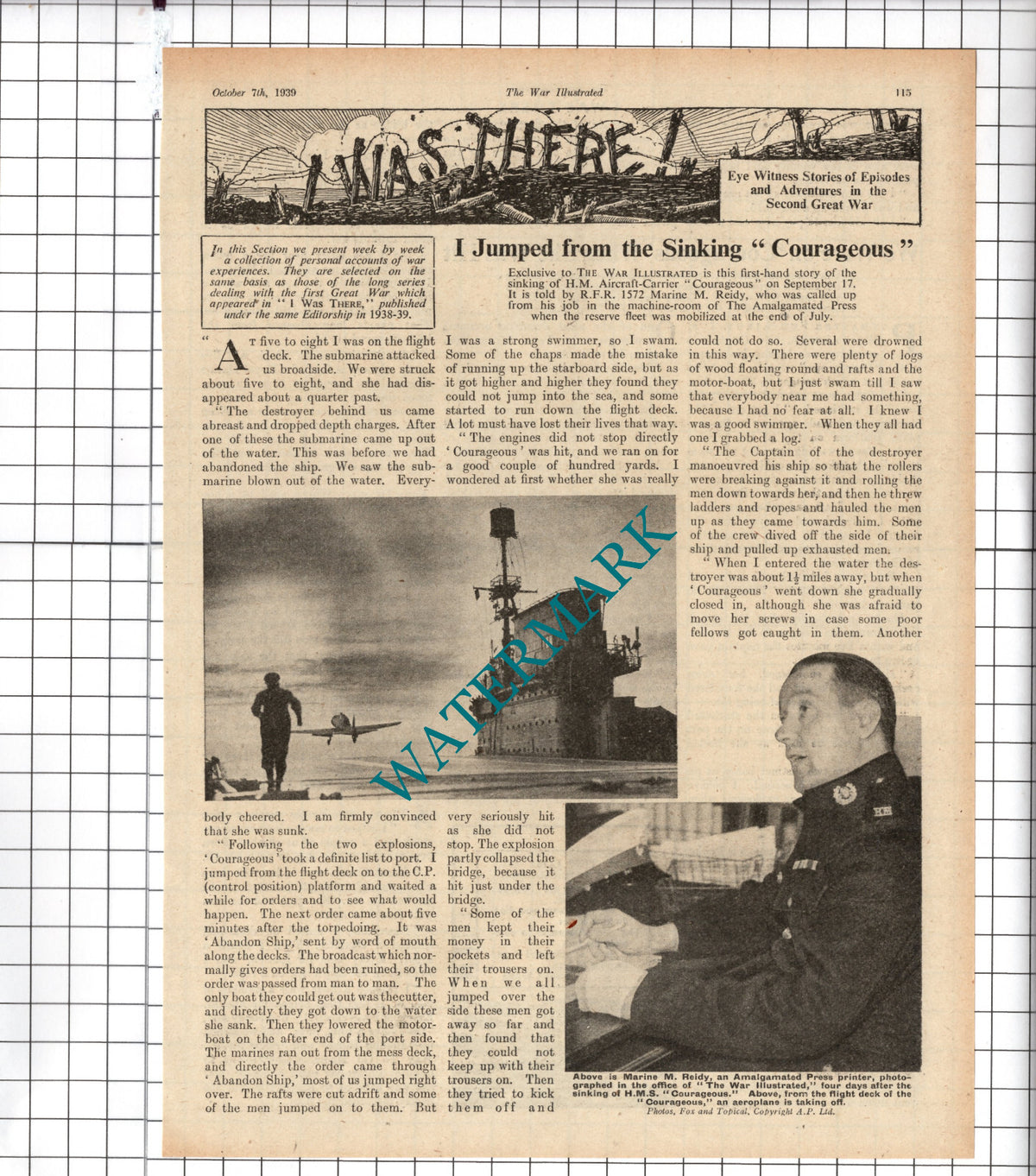 HM Aircraft Carrier COURAGEOUS Ship Makeig-Jones  Westmacott WW2 - 1939 Article