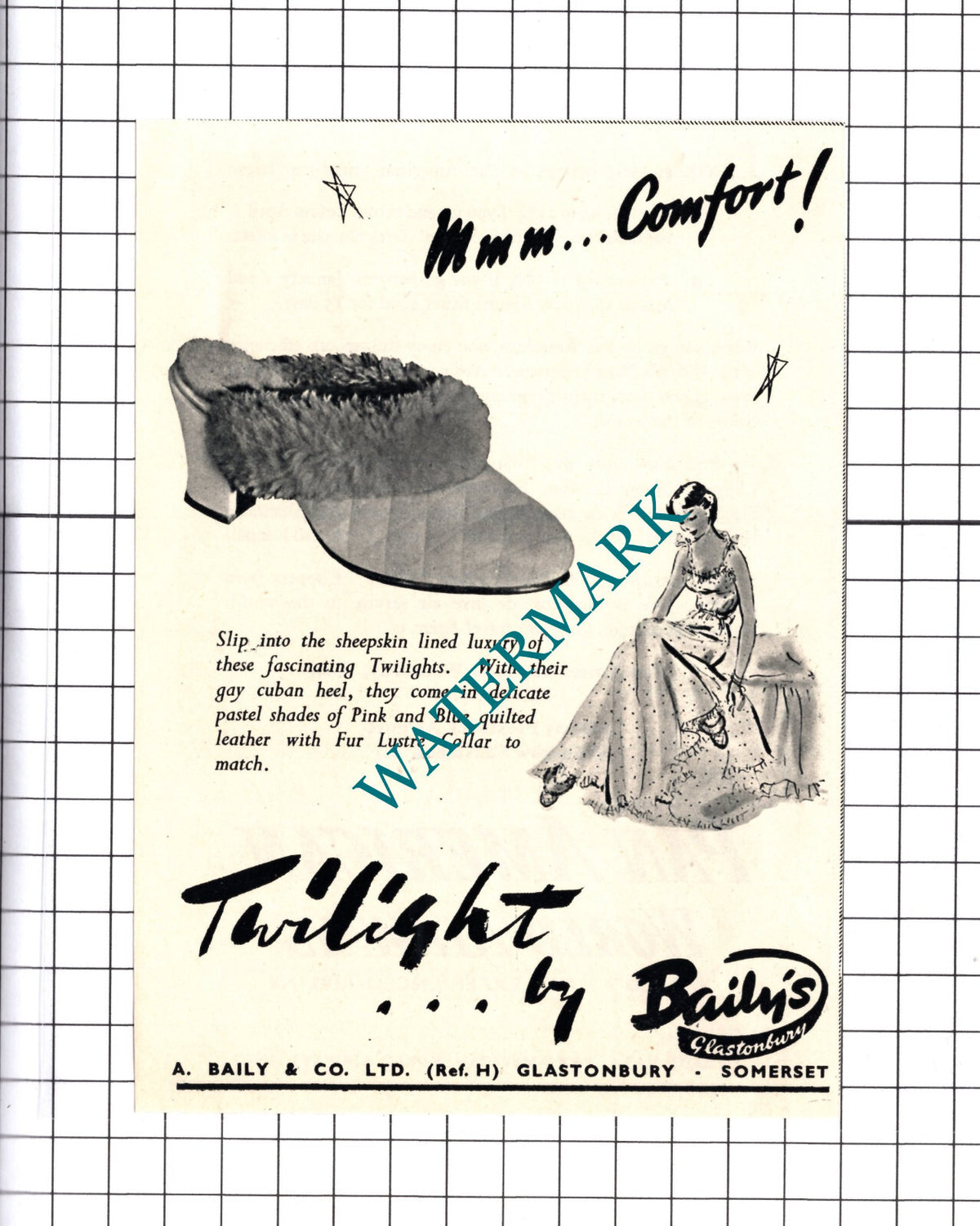 Twilight Baily's Of Glastonbury A Baily & Co Small Advert - 1950 Cutting