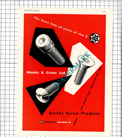 Edgar Allen & Co Ltd Steel Works Sheffield / Monks & Crane Ltd - 1960 Advert