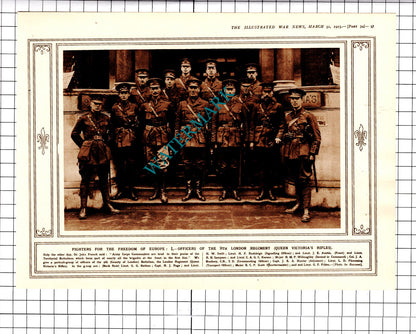 9th London Reg Rashleigh Keeson  Queen Victoria's Rifles WW1 - 1915 Clipping