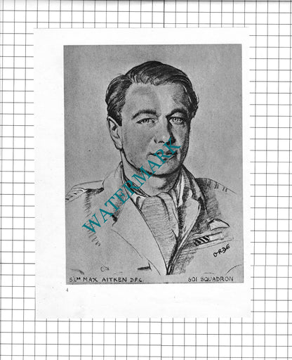 Sqd Leader A A McKellar / Sqd Ldr Max Aitken  WW2 Pilot - 1942 Book Print