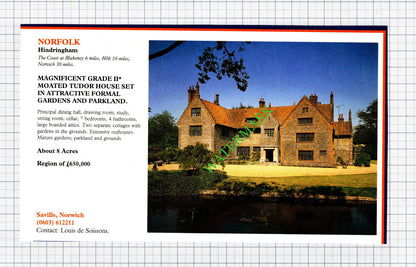 Crowhurst Surrey /  Hindringham Norfolk House Sale Advert - 1991 Cutting