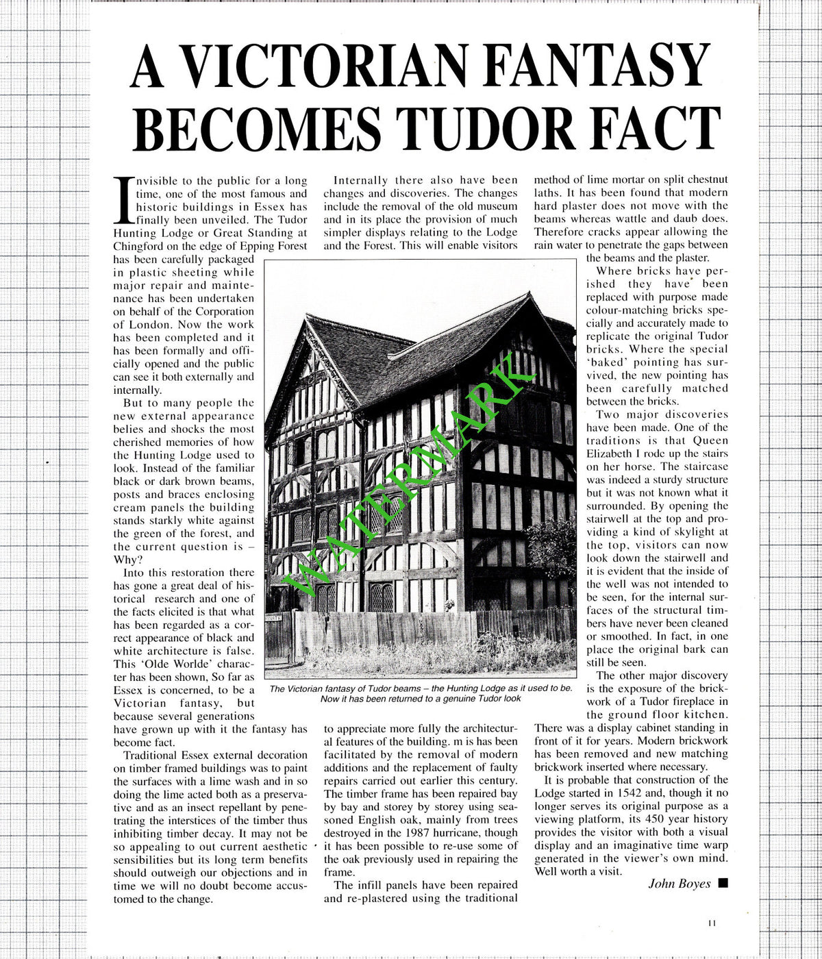 The Tudor Hunting Lodge Chingford Essex - 1993 Article