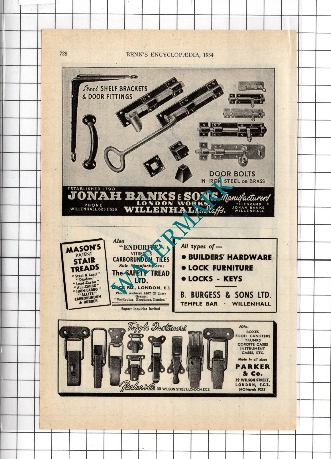 F Davis Manchester Ltd / Jonah Banks & Sons Willenhall Staffs  - 1954 Advert