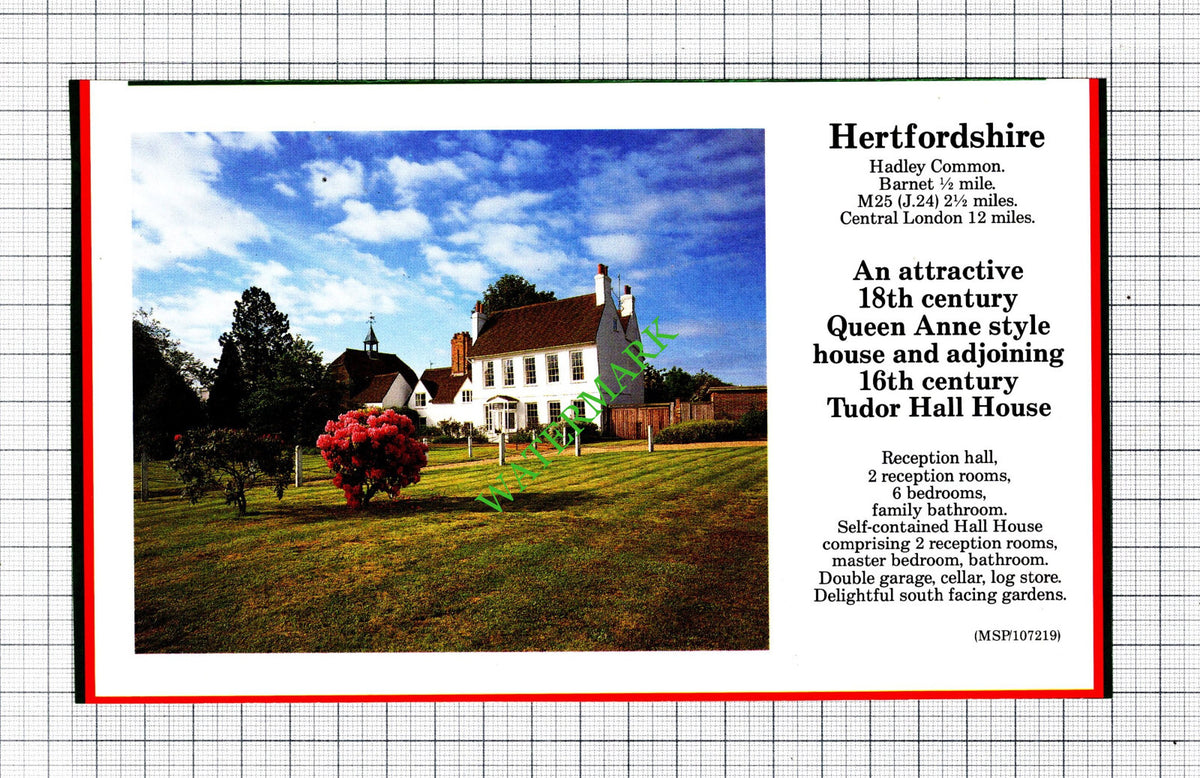 Hadley Common Hertfordshire House Sale Advert - 1991 Cutting