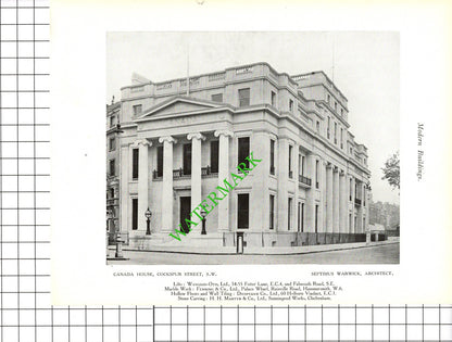Canada House Cockspur St  London Septimus Warwick Architect  c.1920s Book Prints
