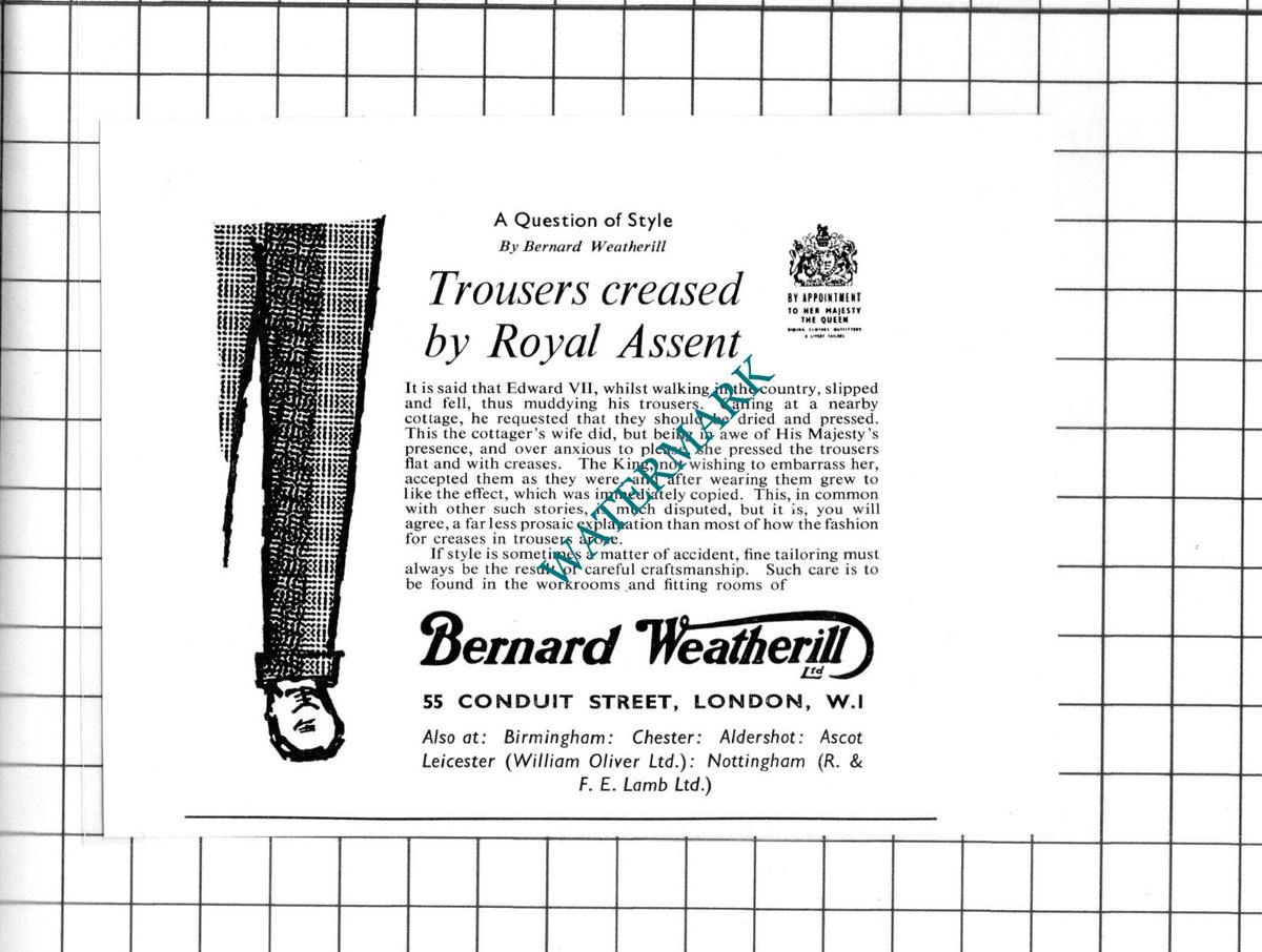 Bernard Weatherill Ltd Small Advert - c.1960's Clipping / Print