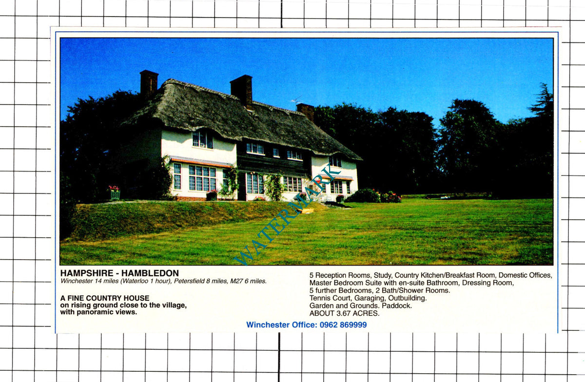 Hambledon Hampshire House Sale Advert - 1991 Clipping / Print